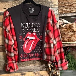 The Rolling Stones band poncho  xl fit crop top .. poncho wide soft boho look